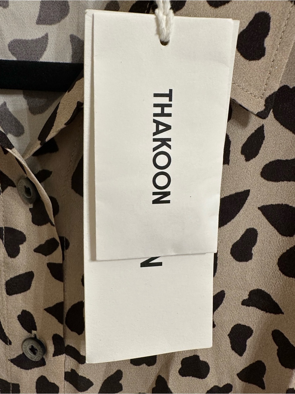 Thakoon Beige Shirt Dress with Black Abstract Spot Print Size 6 - Picture 4 of 5
